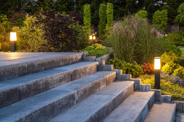 Landscape lighting for stairs outside the Mount Pleasant home.
